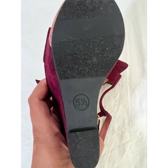 Xhilaration Women's Shoes Heels Wedge Red Wine T- Strap Open Toe Size 5.5 - Picture 10 of 12